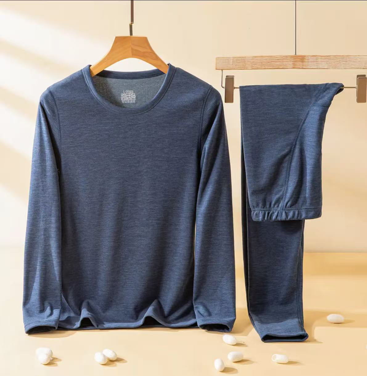 男士保暖内衣加绒加厚德绒发热秋衣秋裤套装2025年新款打底衫6197