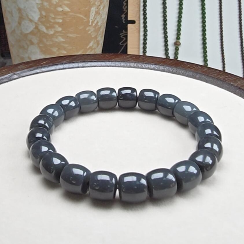 和田墨玉10mm男女同款手串0011