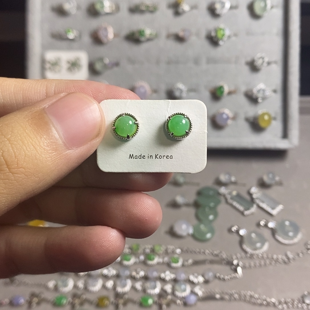翡翠未镶嵌耳饰翡翠耳钉5