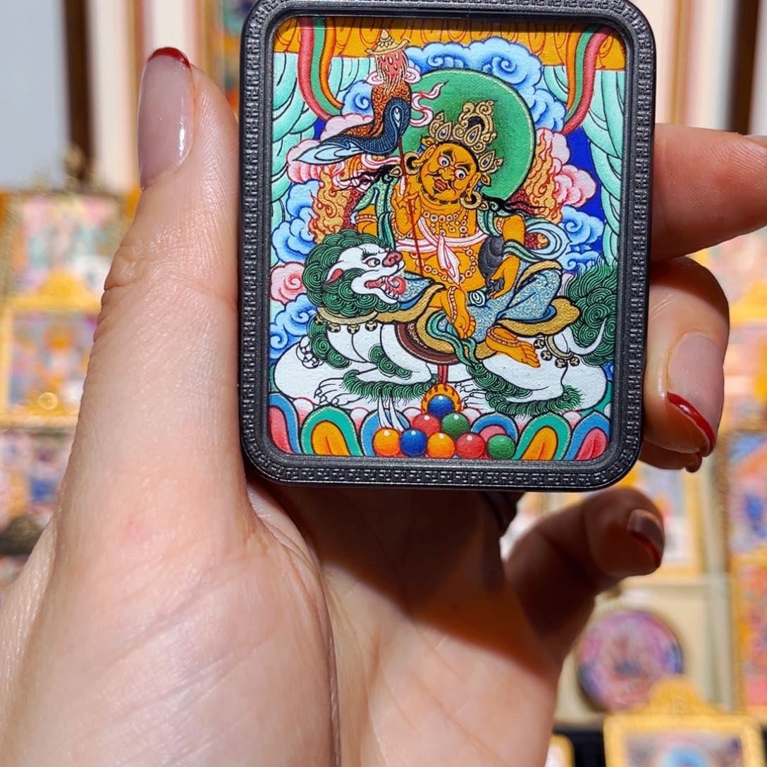 吊坠热贡手绘唐卡财宝天