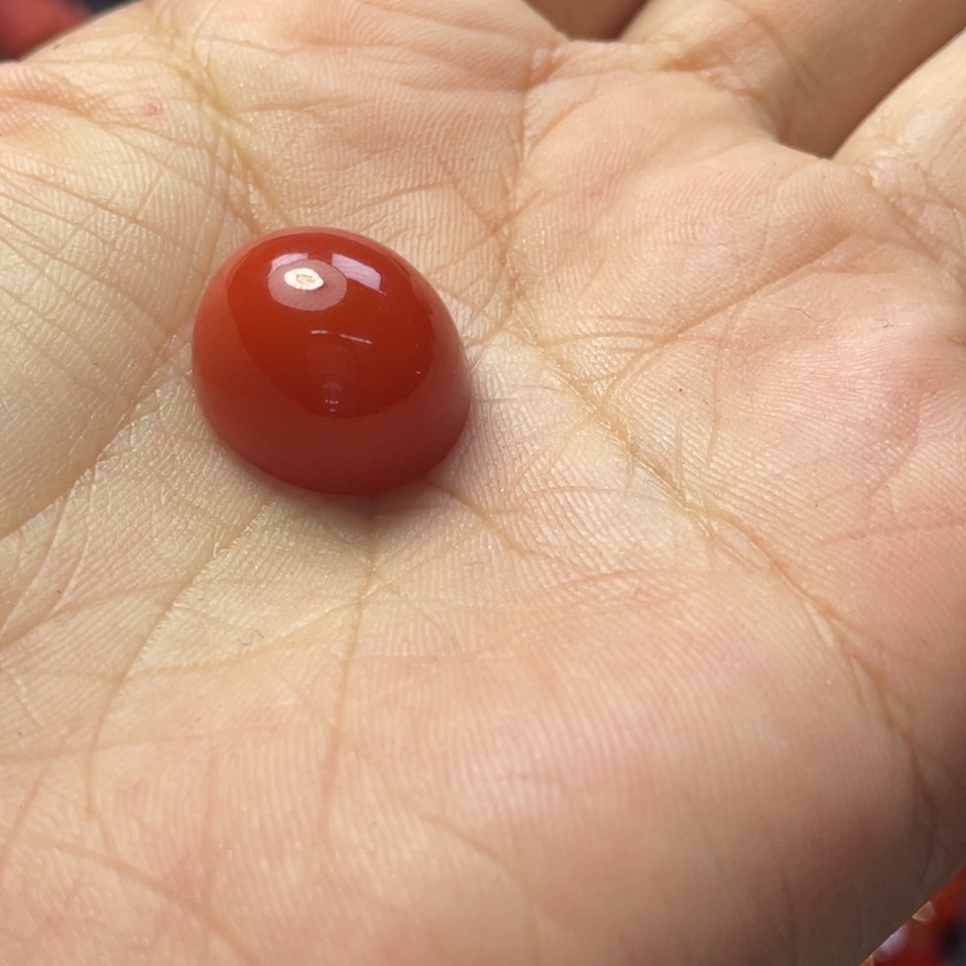 金***子南红玛瑙未镶嵌珠宝半成品大水沟原矿柿子锦戒面3.8g