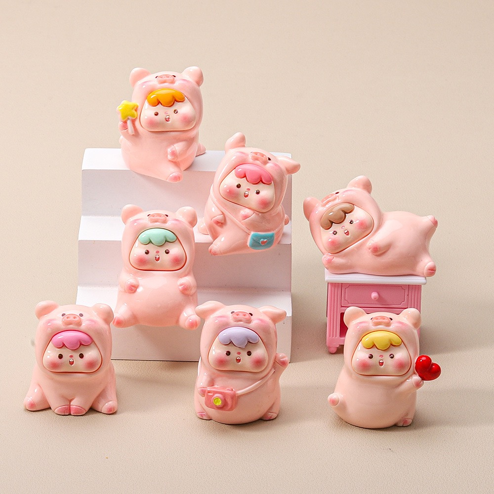 【双许愿+九宫格】粉色小猪崽崽萌粒diy饰品树脂小摆件