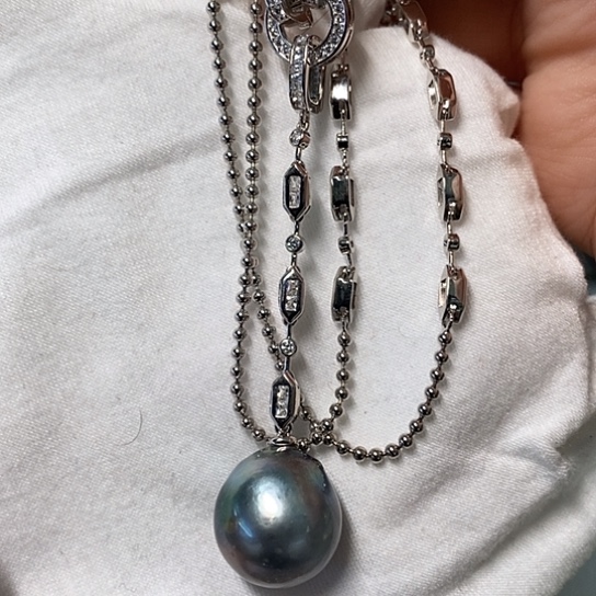 海水珍珠颈饰银S925镶嵌16.5