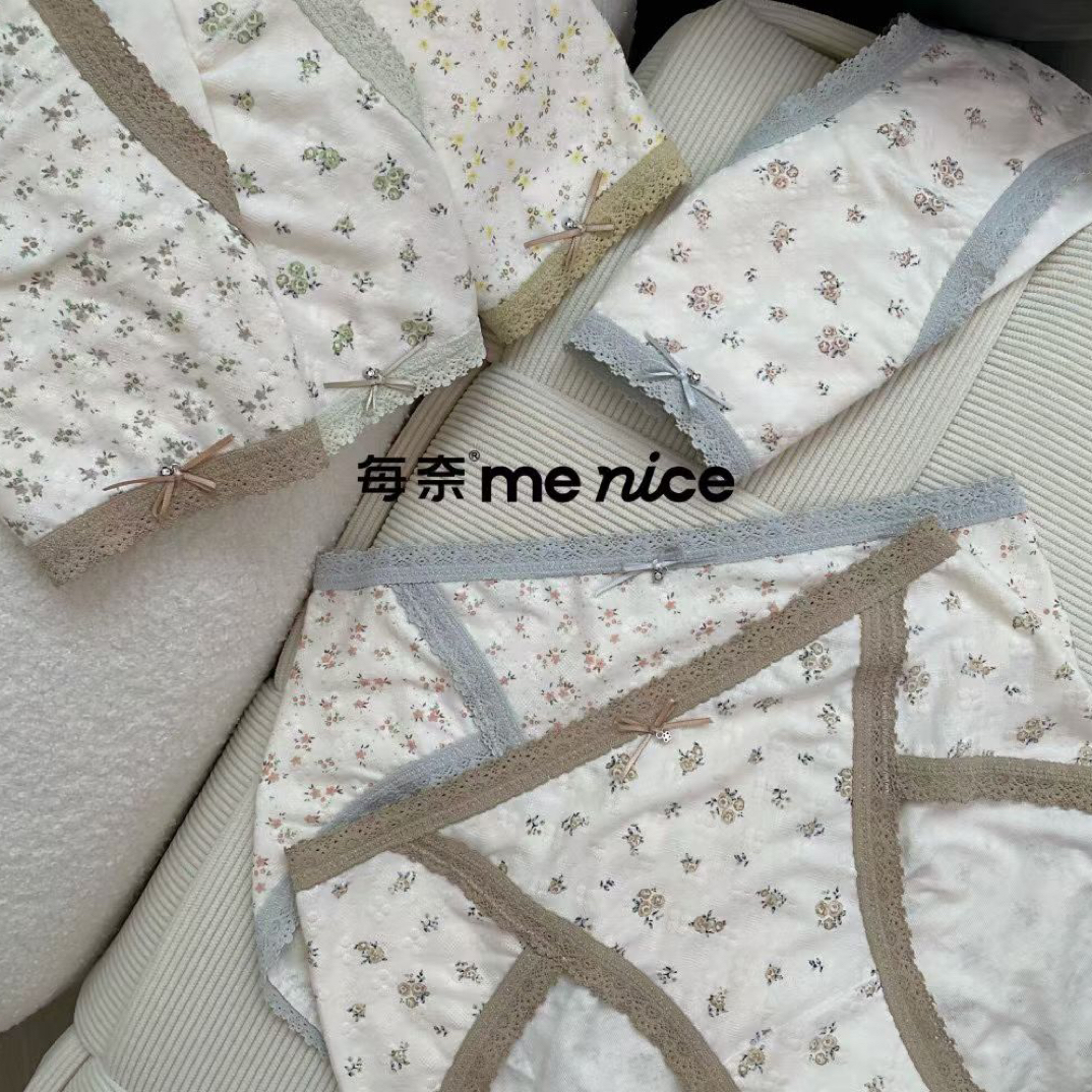 每奈小阳绒90-130斤柔美碎花高开中高腰平角女士内裤舒适透气