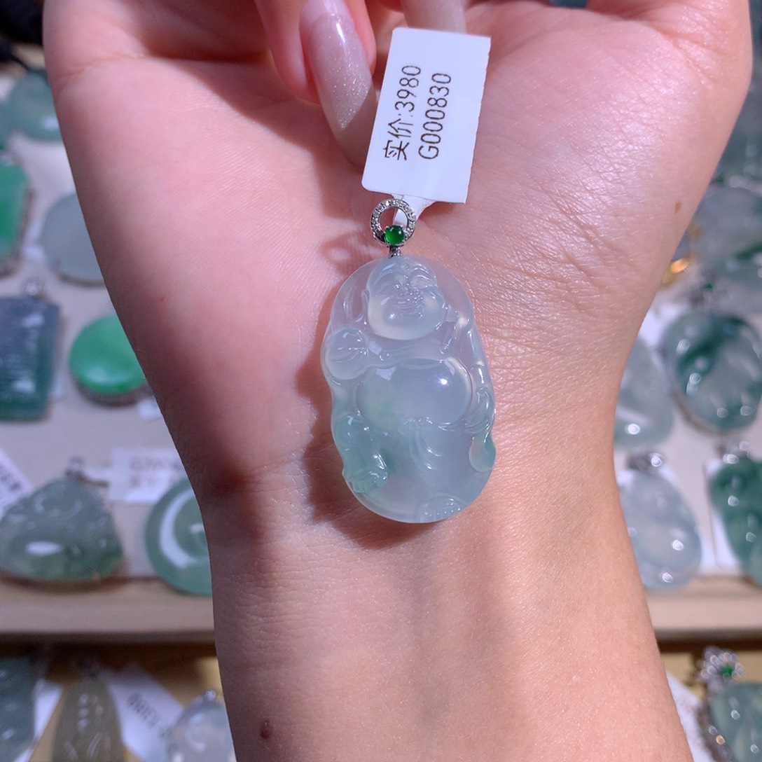 翡翠吊坠(不含链)18K金镶嵌