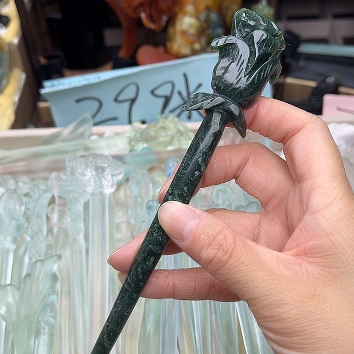 蛇纹石玉未镶嵌发簪