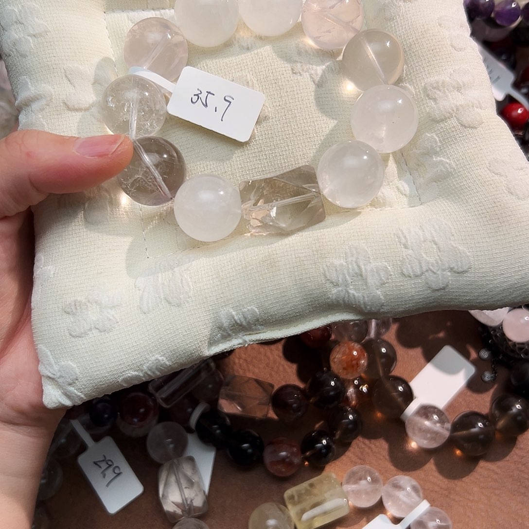 手链烟晶银S925镶嵌大粉