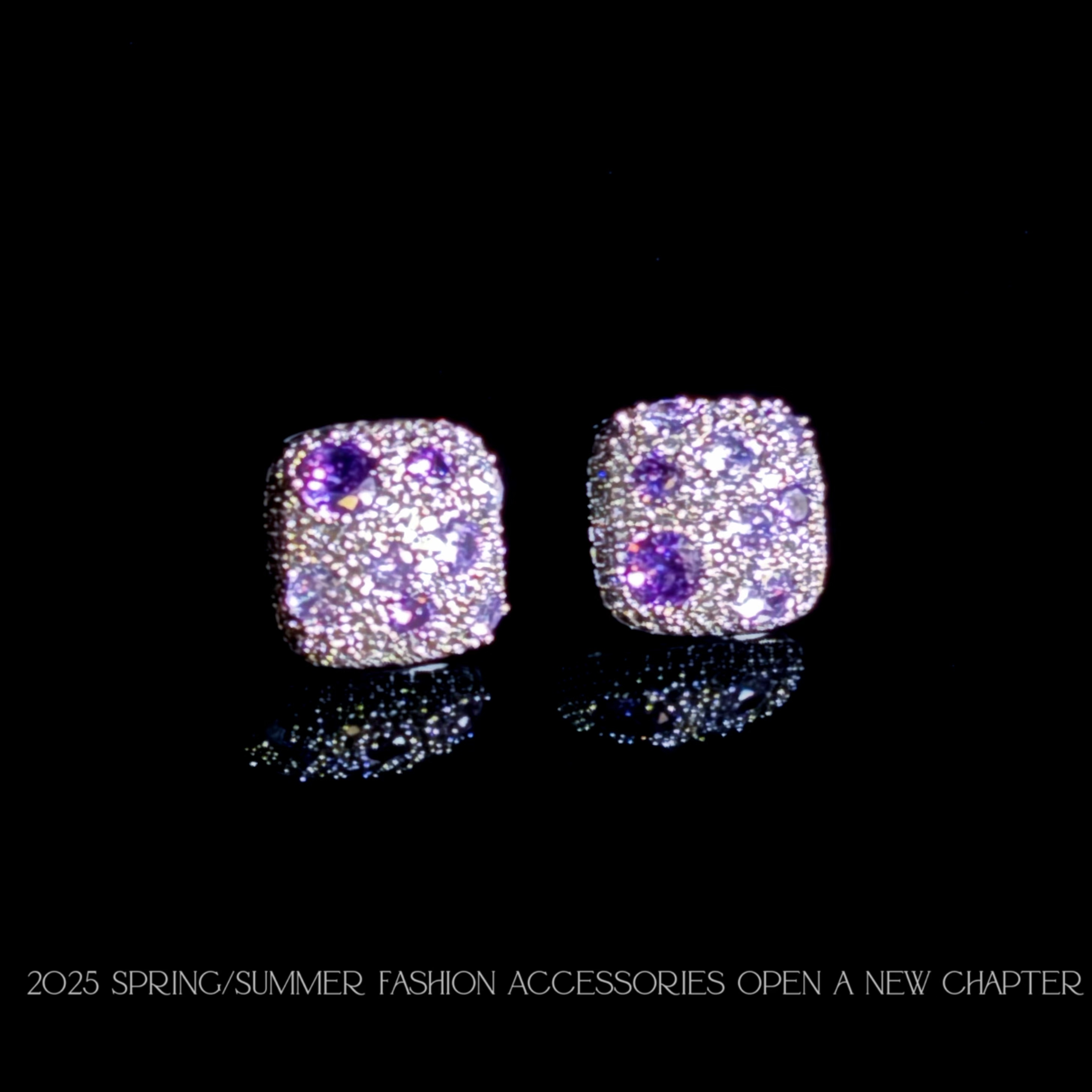 铜合金耳饰 镀k金 2025款C7384【紫韵方糖】铂堡俪 BOBAOLI 耳钉