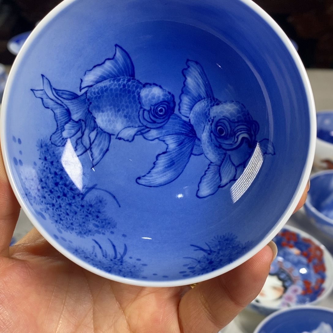 青花金鱼主人杯杯