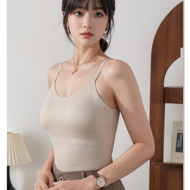 （性感无痕透气美背）6666春夏高弹凉感舒适一体式吊带修身背心G