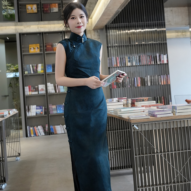 【青隐】玲珑缎春夏旗袍100桑蚕丝25姆米花萝香云纱复古文艺新中式