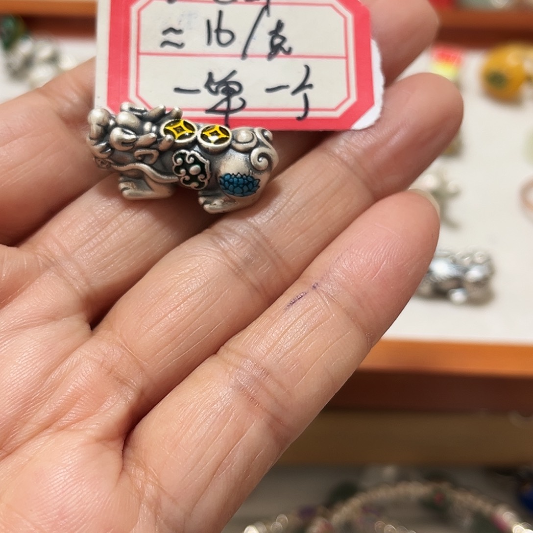 吊坠足银珐琅皮休