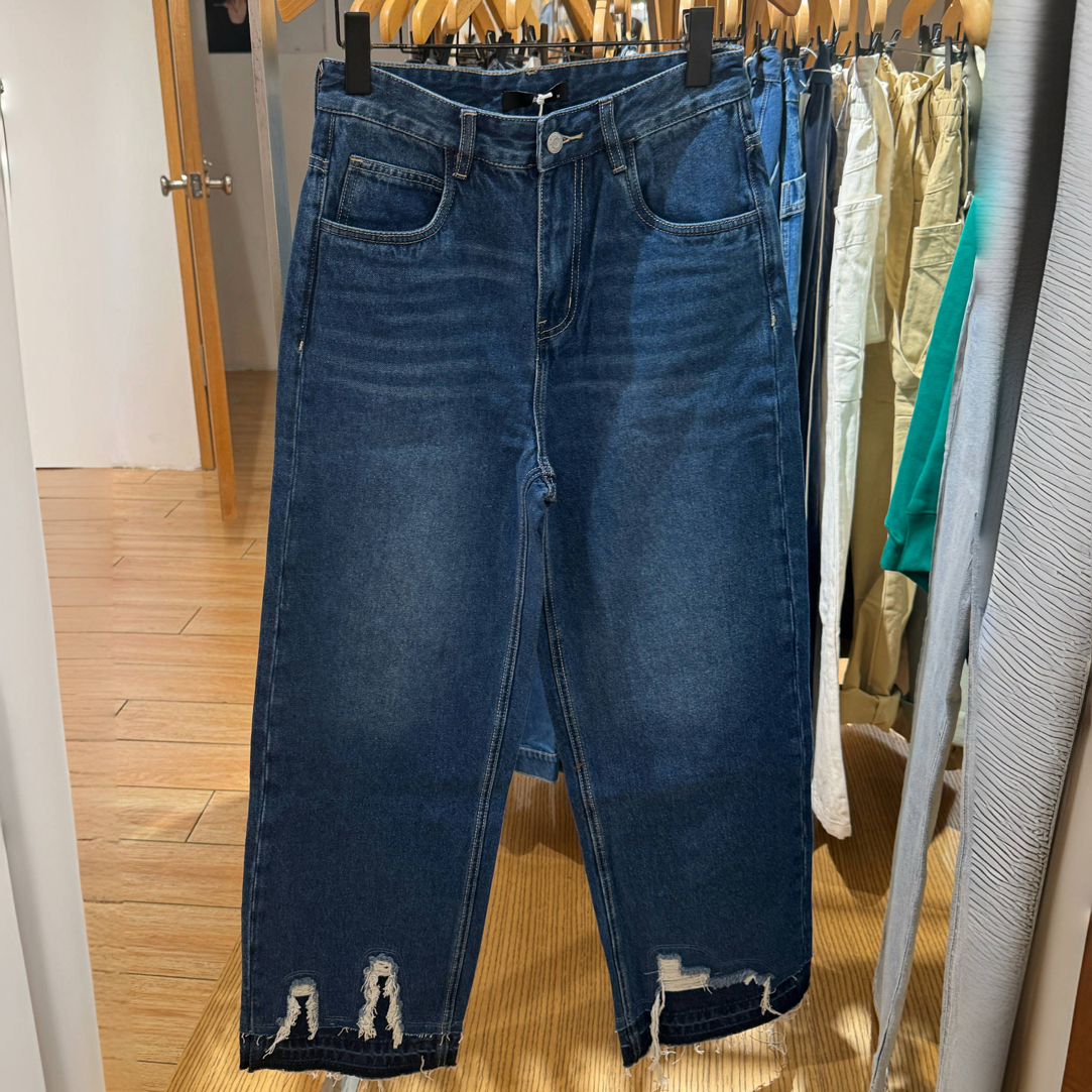 橡皮女装1231130001深色秋冬百搭牛仔裤直筒