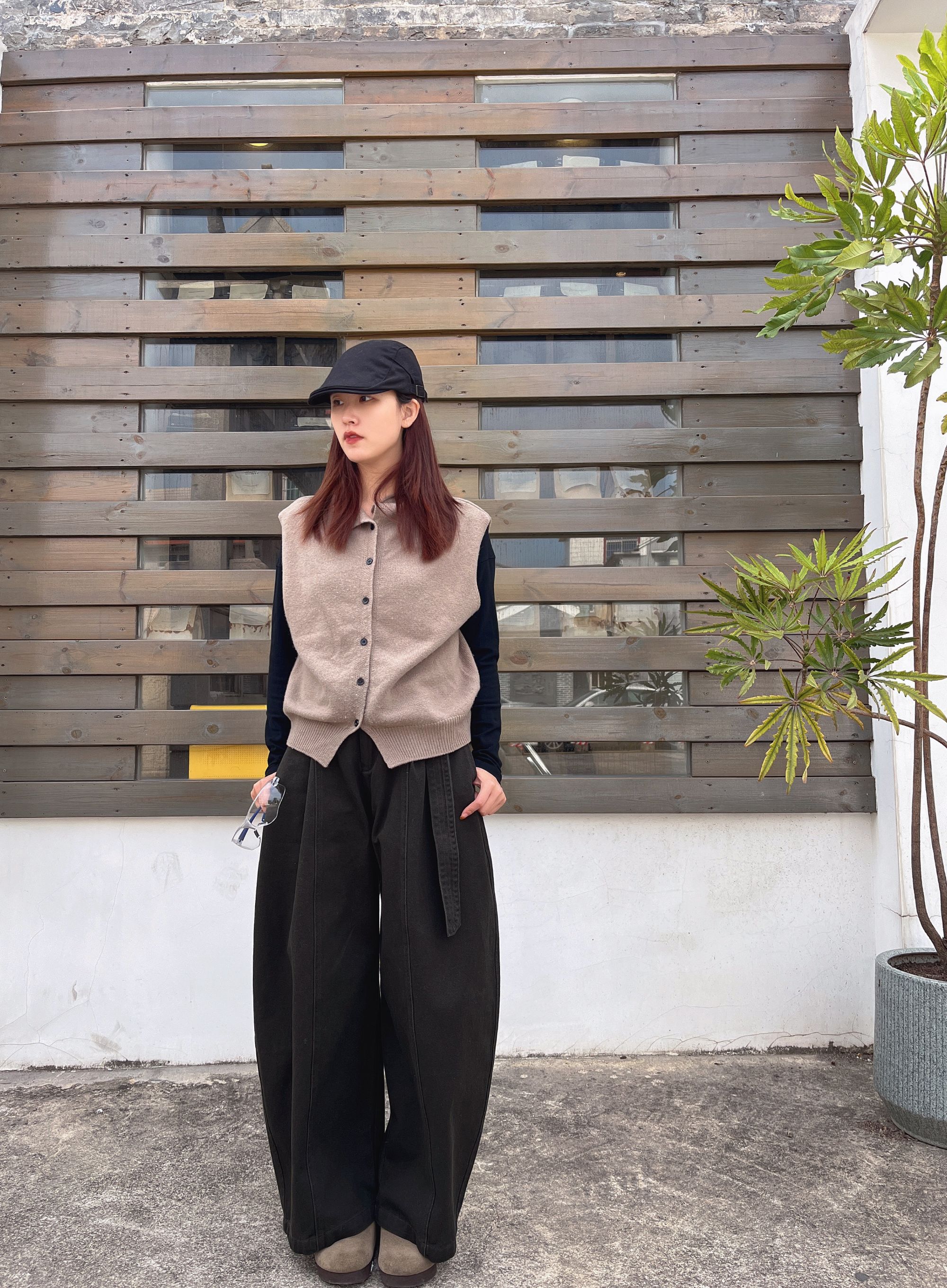 2025冬季XIDADONG冬季加厚韩版慵懒风阔腿弯刀裤牛仔休闲长裤女