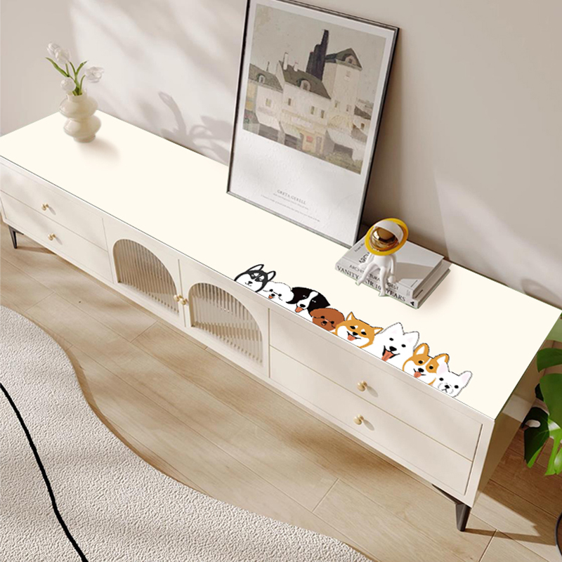 可爱动物猫狗简约可爱电视柜鞋柜餐边柜茶几高级感桌垫防水防油