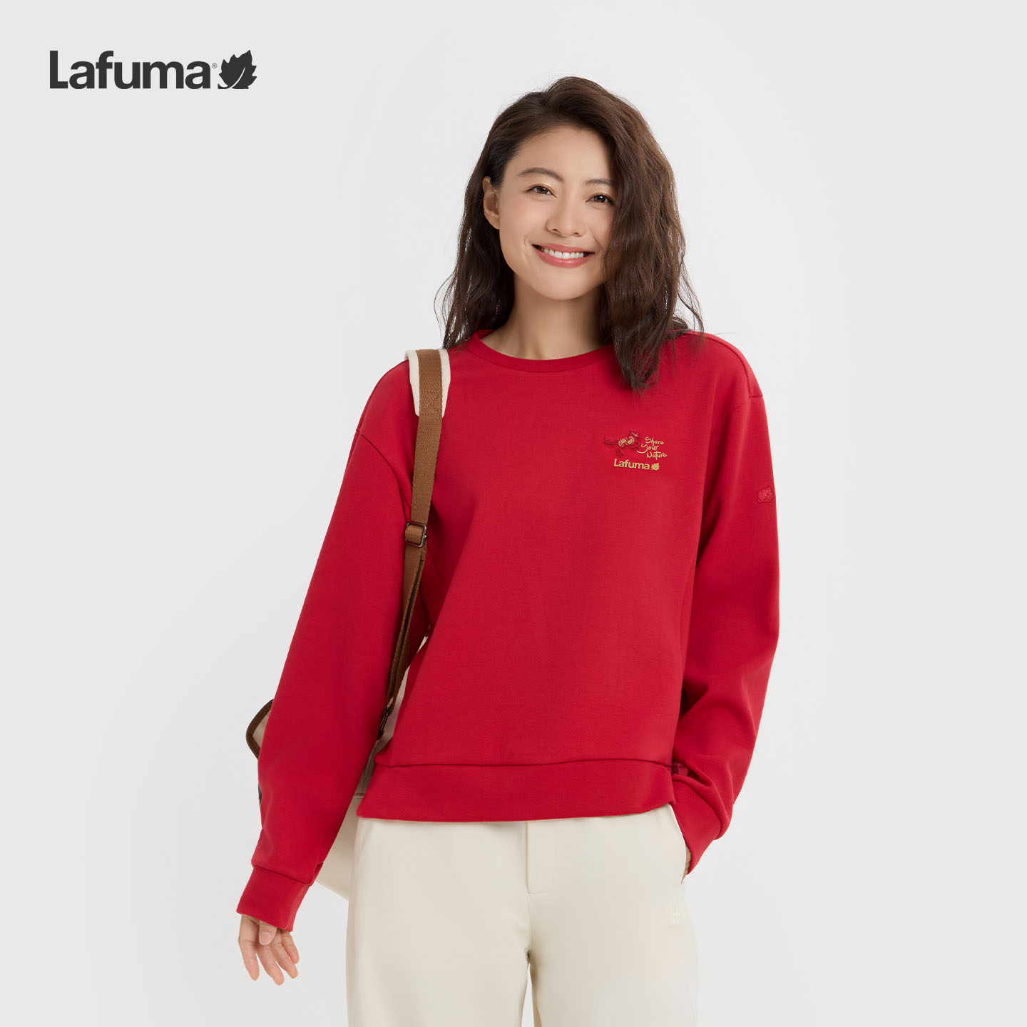 【胶囊系列】LAFUMA户外26红色新年卫衣女休闲长袖T恤上衣LFTS6AW95