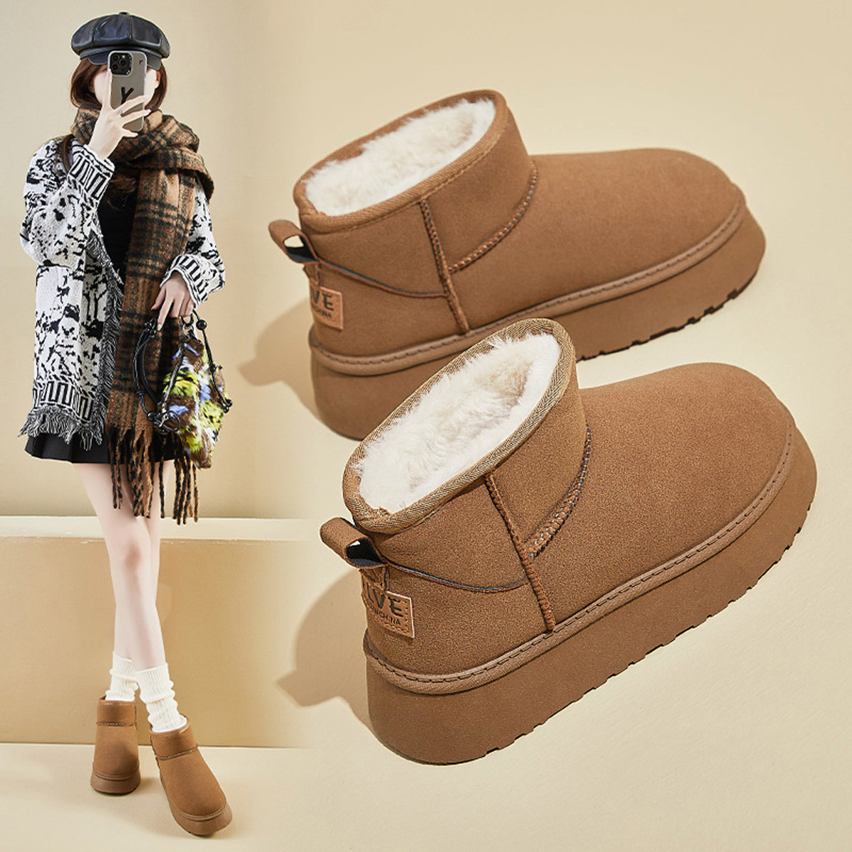 UGG我心加绒雪地靴女外穿厚底2025年冬季新款鞋子加厚保暖短筒靴