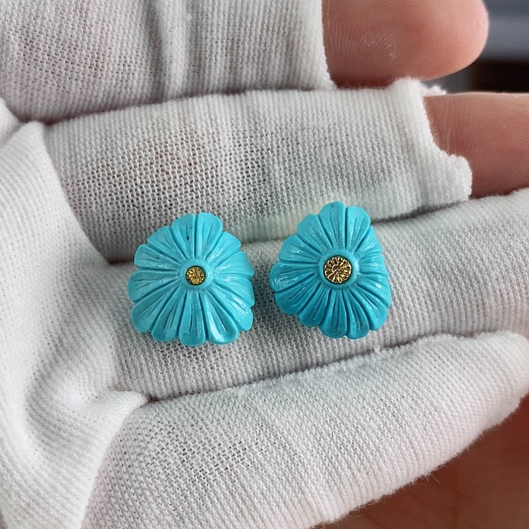 绿松石珠宝奇石18K金镶嵌