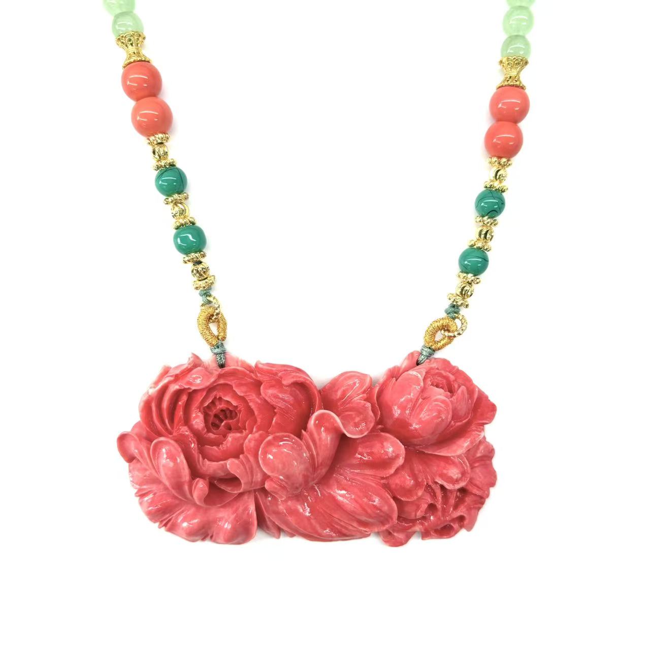 x912-国风设计款原创牡丹如意毛衣链-赠礼盒