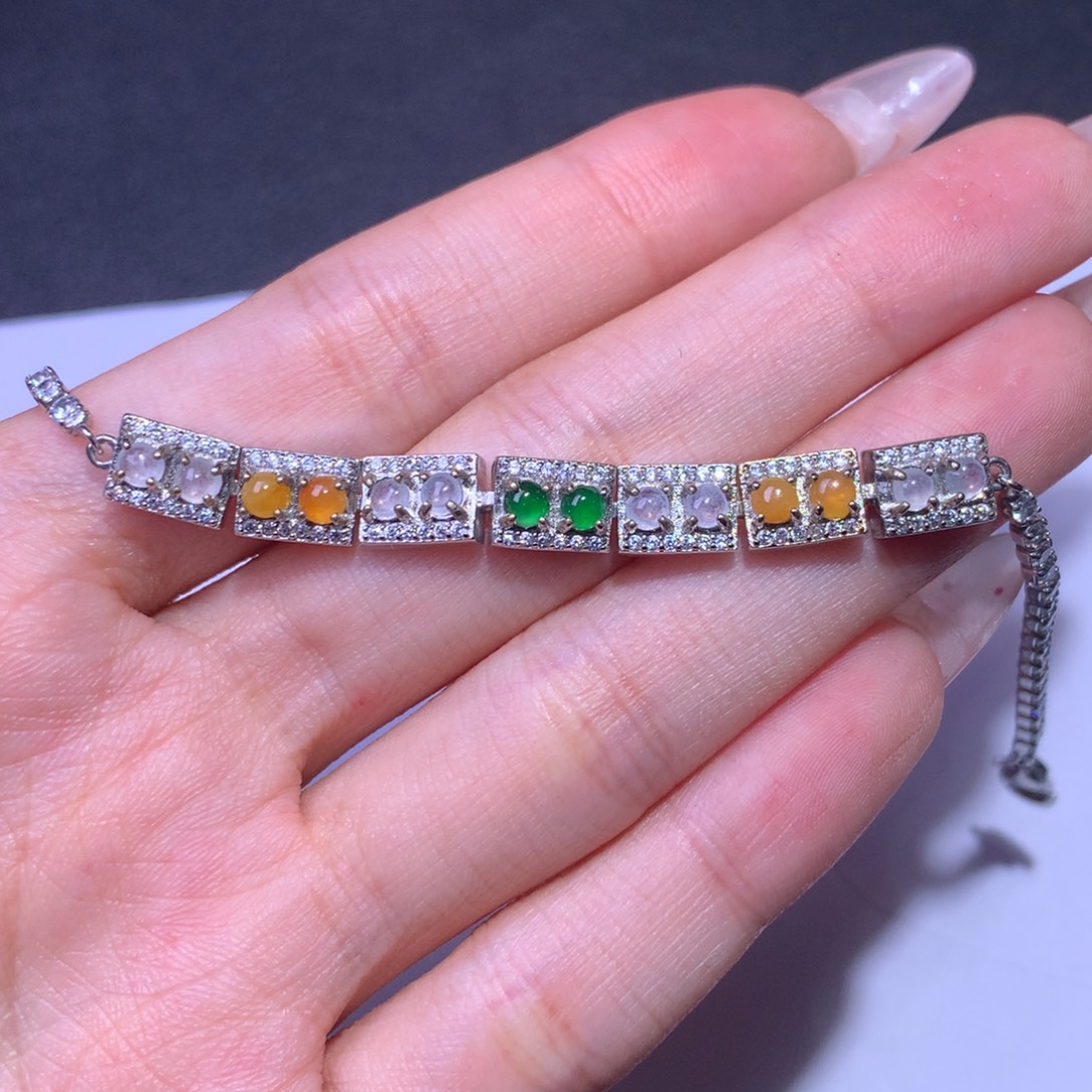 翡翠银S925镶嵌颈饰手链