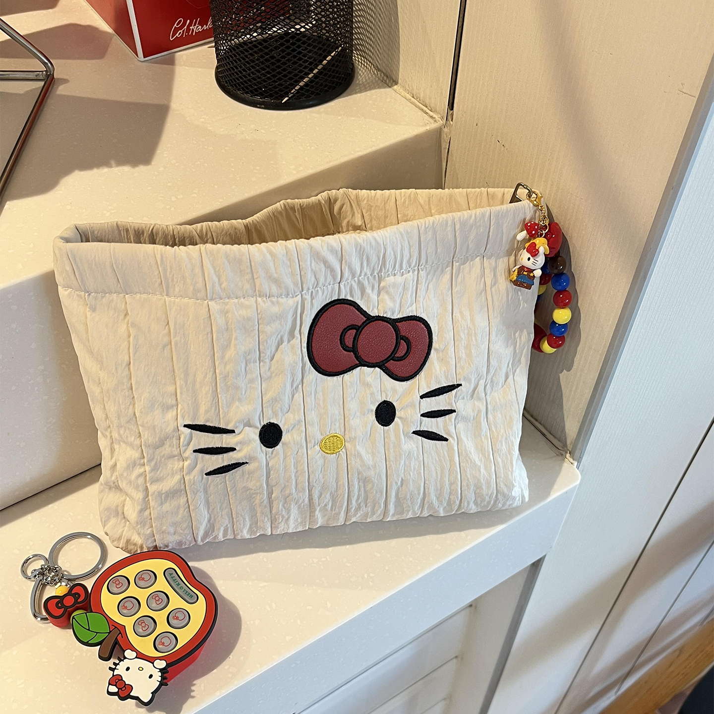 奶油猫咪化妆包外出精致便携包化妆品洗漱收纳袋大容量旅行洗漱包