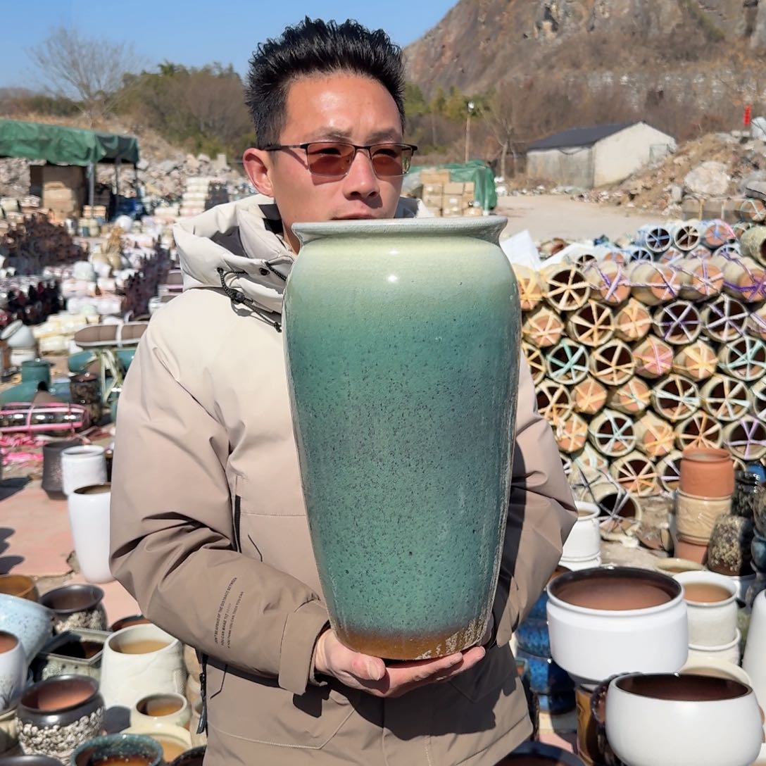 紫砂花盆口20高40（一个青色绿