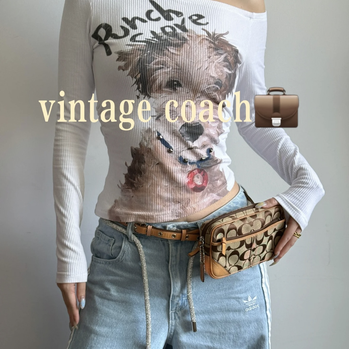95新 COACH/蔻驰 蔻驰老花腰包胸包可斜挎