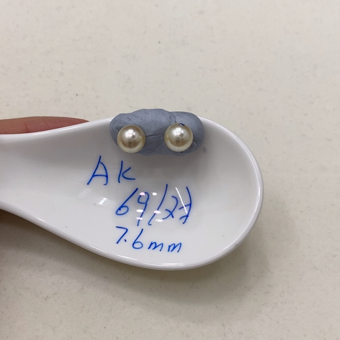 k***n海水珍珠未镶嵌颈饰AK对珠7.6mm 可定制 艳