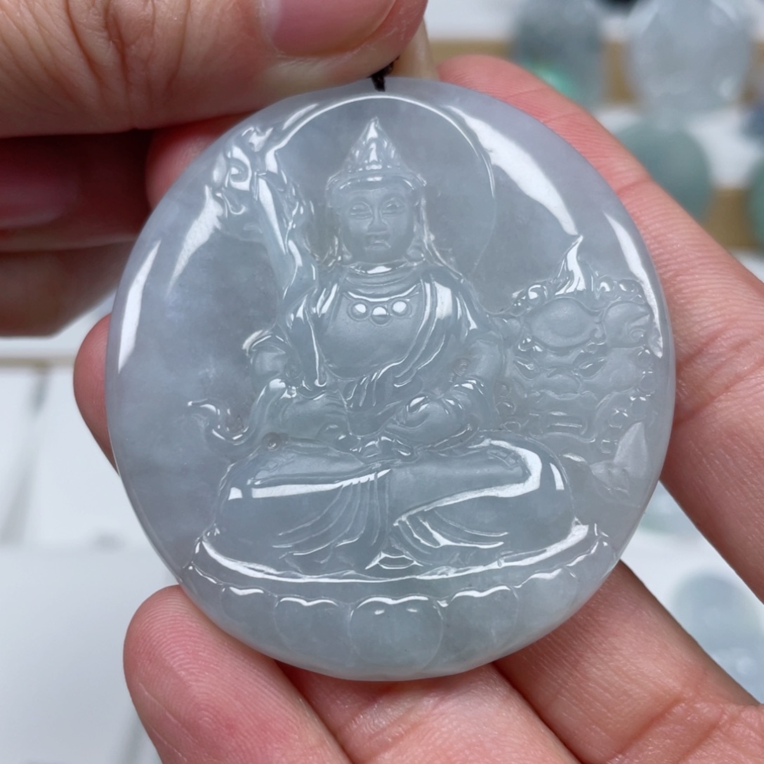 翡翠颈饰未镶嵌天然翡翠A货文殊菩萨G