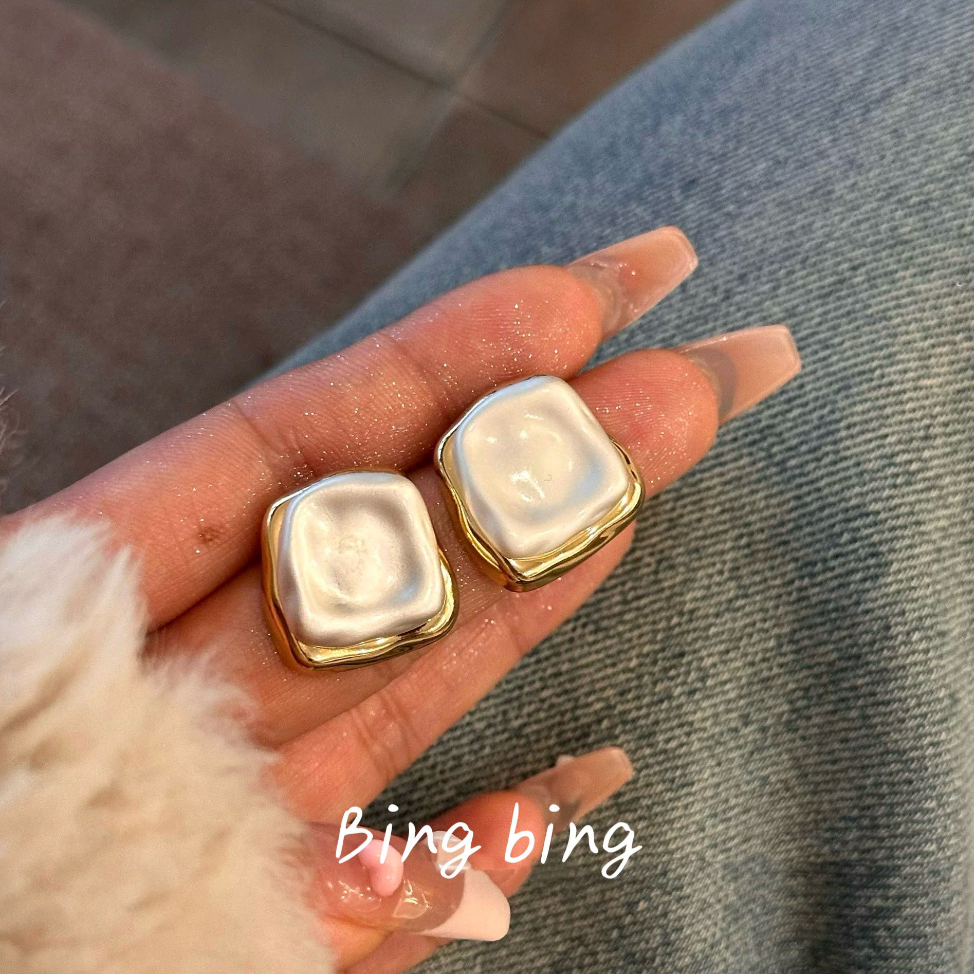 铜合金耳饰 【撞色梯形】极简高级简约气质百搭耳钉 A55