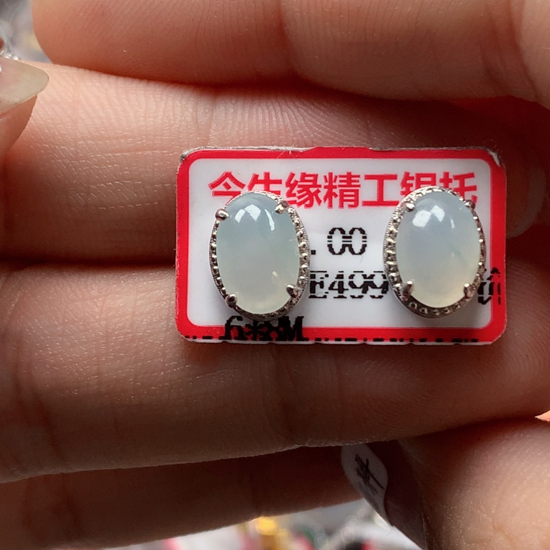 翡翠银S925镶嵌戒指天然翡翠吊坠