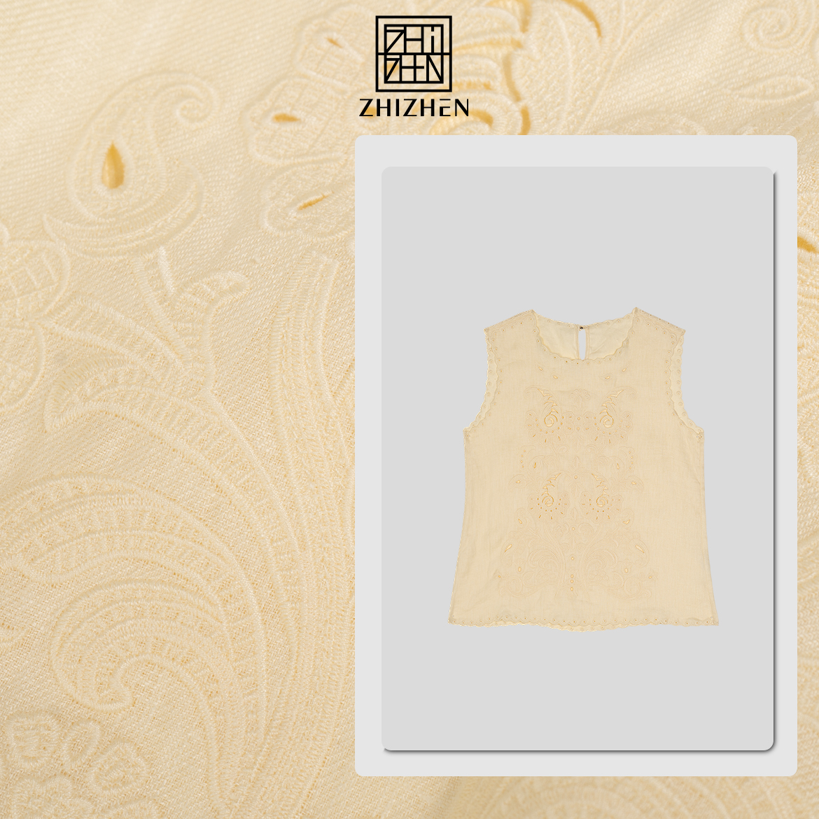 夏季新款蕾丝刺绣无袖上衣【宝玉】