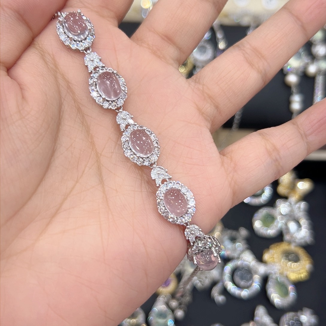 芙蓉石手链银S925镶嵌T***y