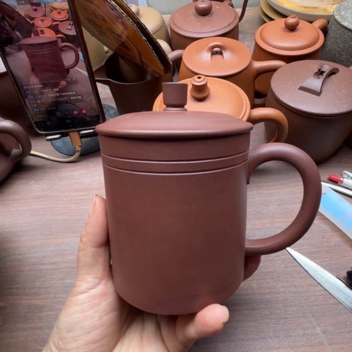 紫砂茶壶欢**生微瑕紫砂盖杯不退不换