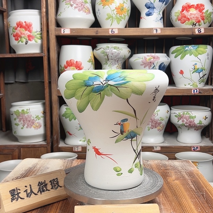 摆件火窝荷花鸟新款陶瓷