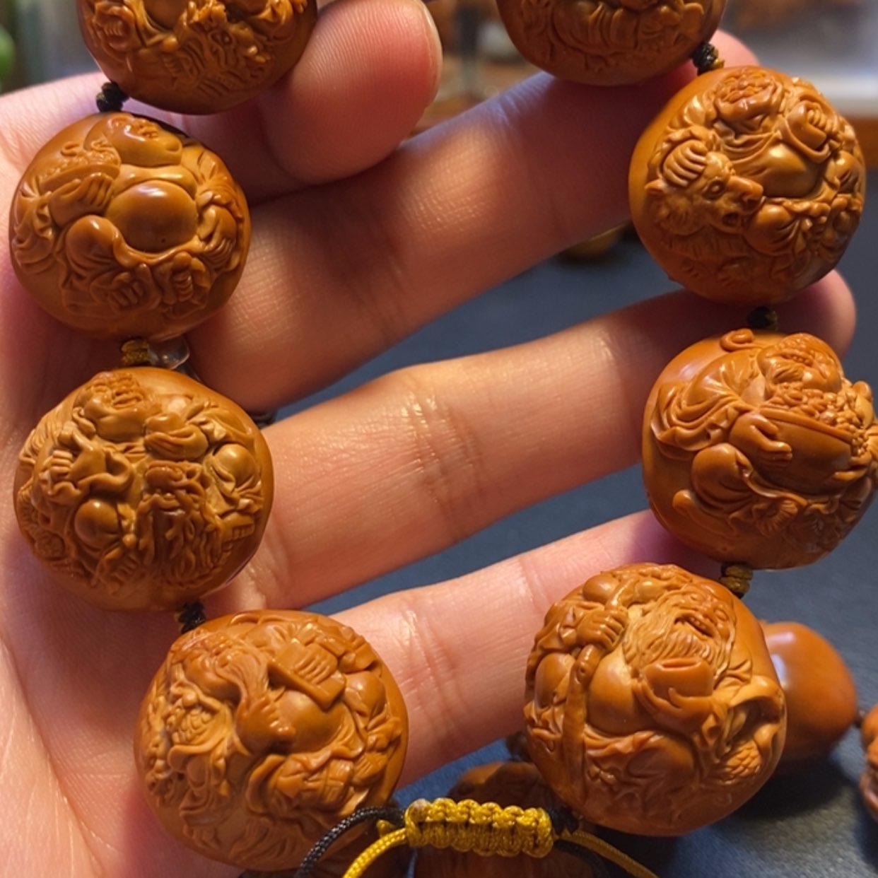 【闪购商品】橄榄核手串/手链苏工名家高货水晶核浮雕八宝群仙