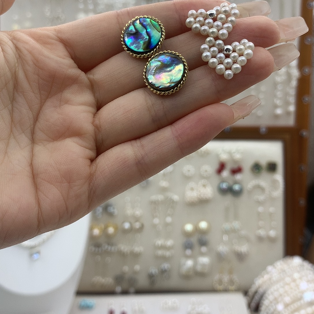 银S925镶嵌淡水珍珠耳饰