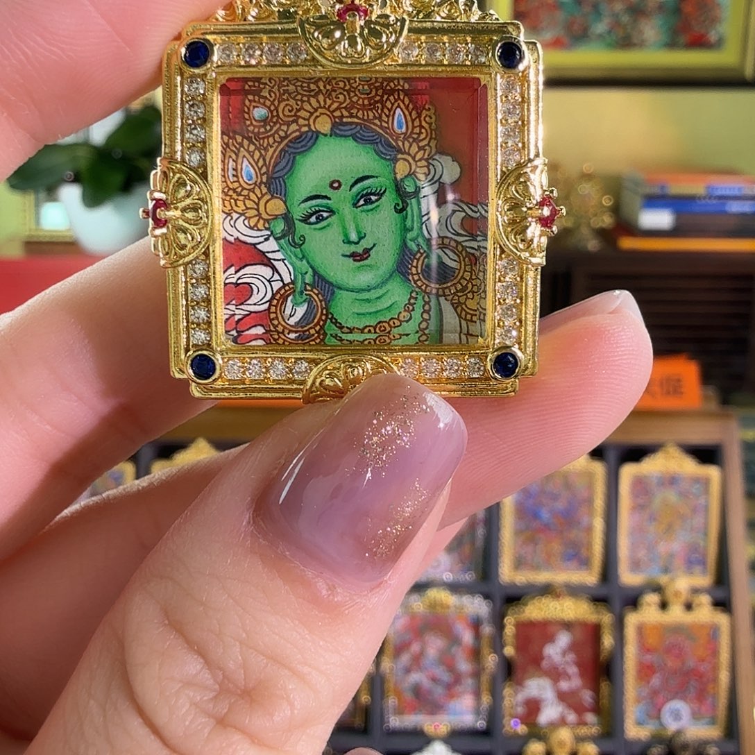 吊坠绿妈妈纯手绘2x2