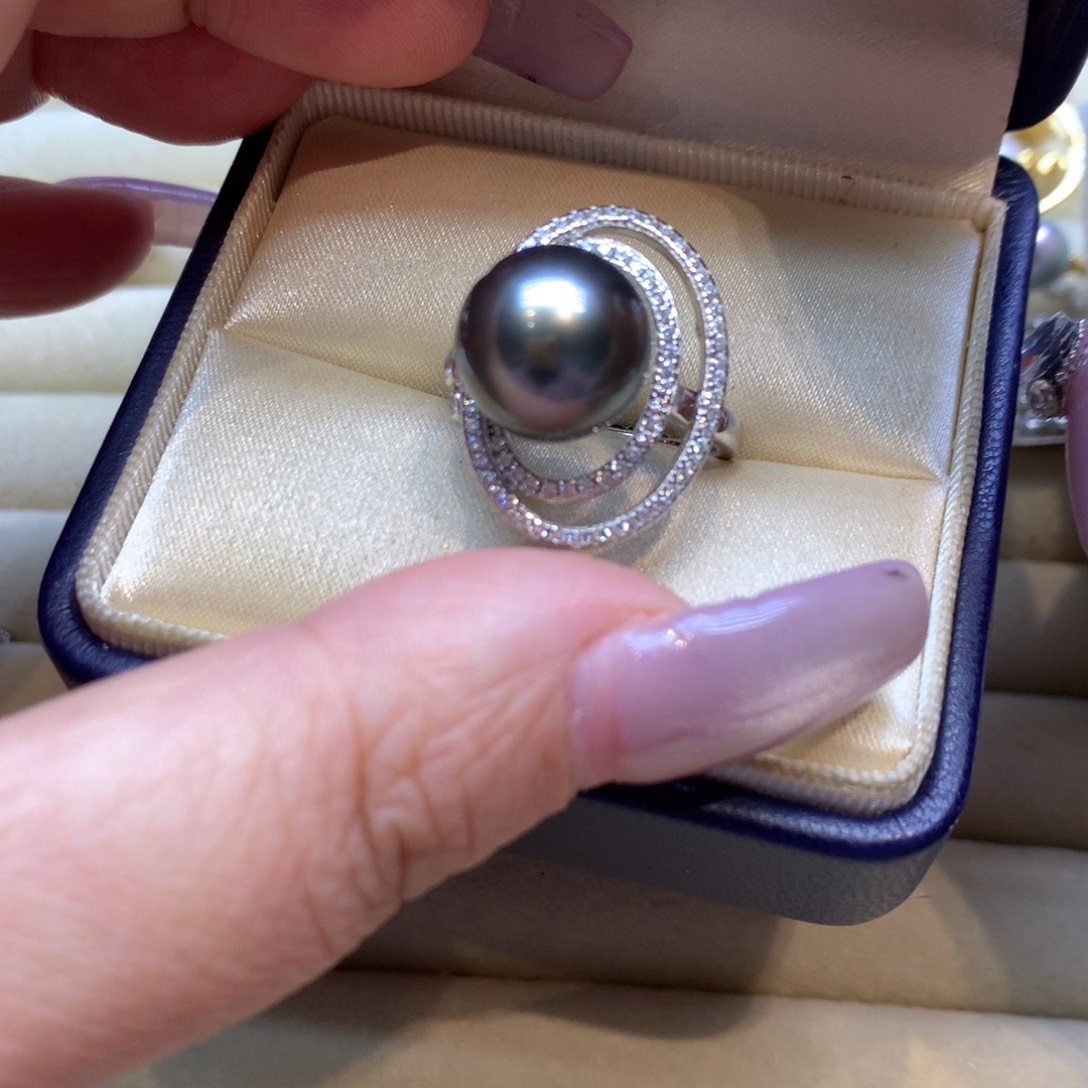 银S925镶嵌戒指海水珍珠