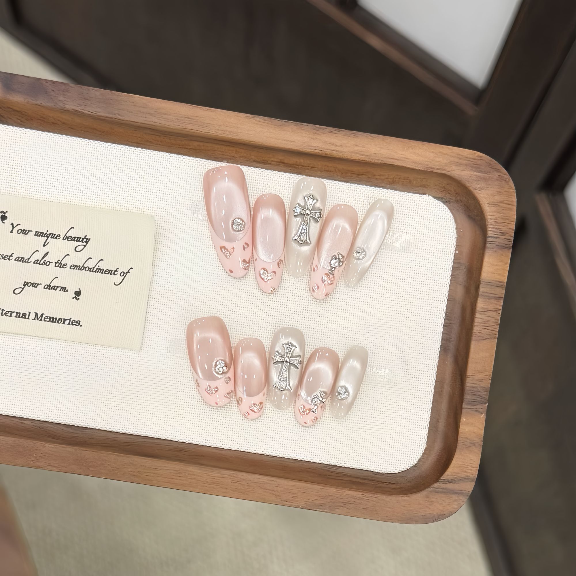 粉晶十字-XingHeJiYu轻奢高定美甲 10片装