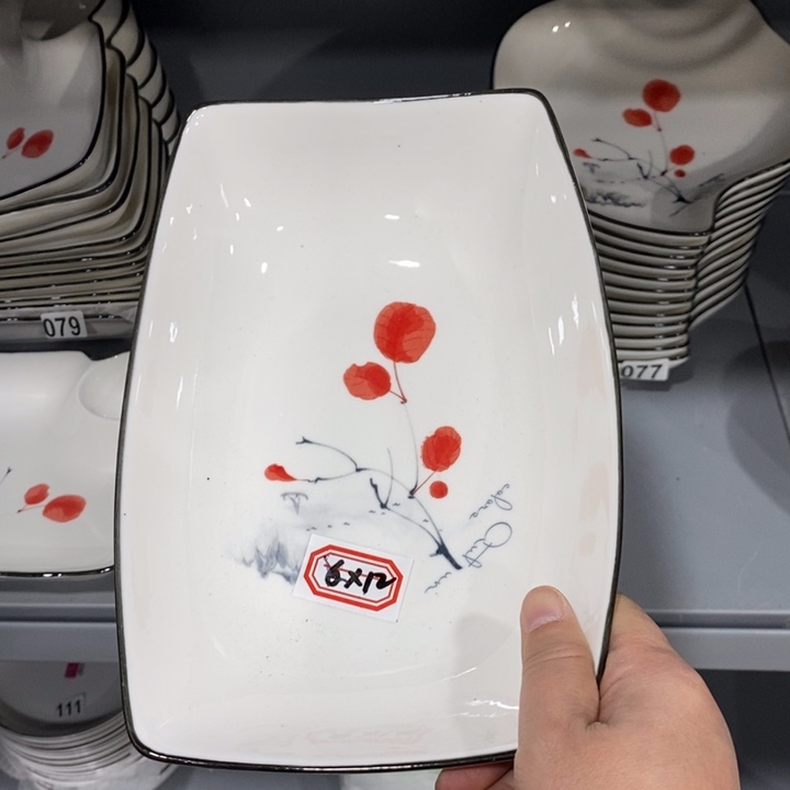 殇***雪碗078号9.5英寸2个装水墨梅花船盘