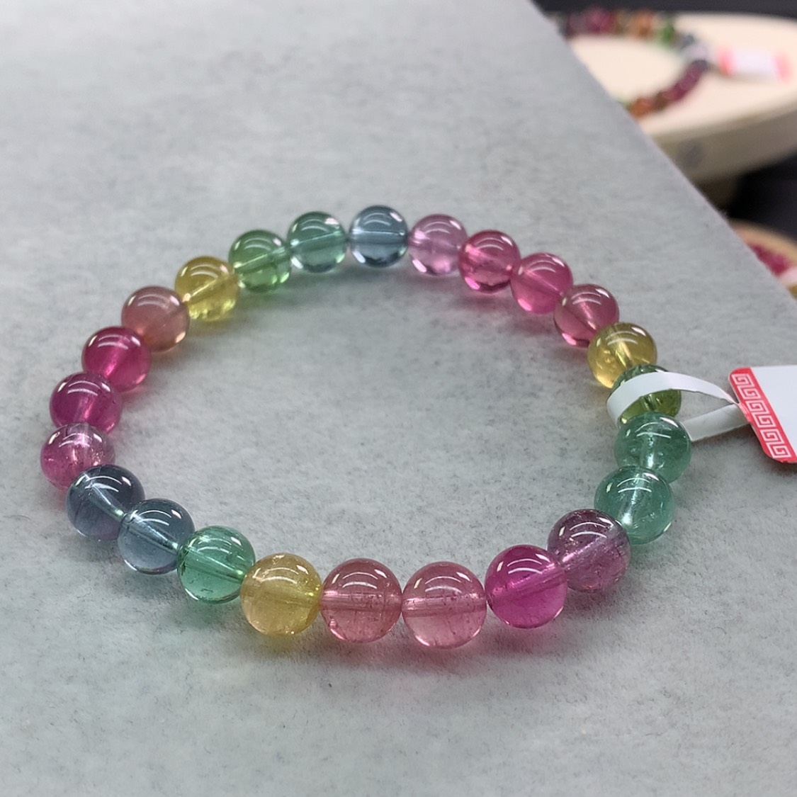 【闪购商品】碧玺手链未镶嵌碧玺荧光色标单圈7.8