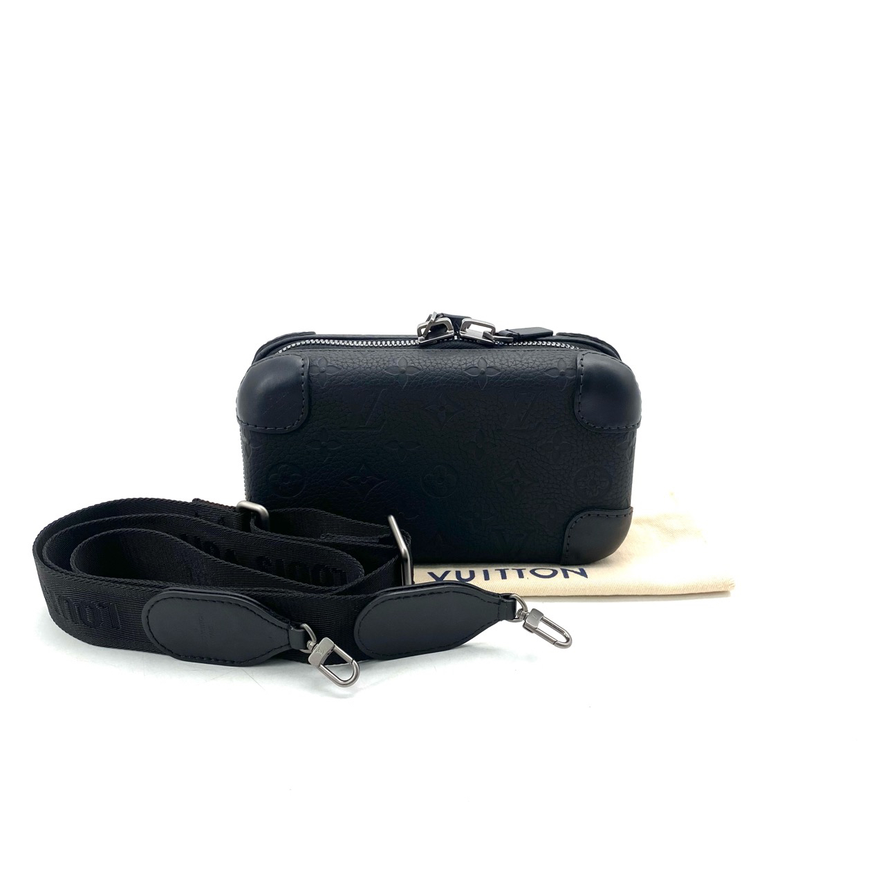 99新 LouisVuitton/路易威登 男士黑色压花HORIZON CLUTCH手袋 