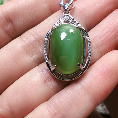 和田玉挂件银S925镶嵌