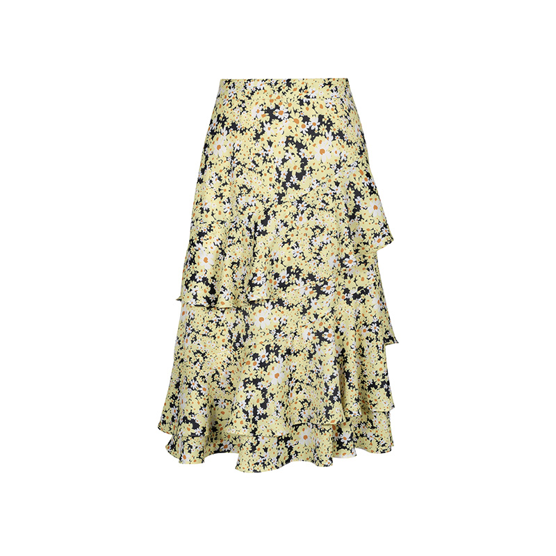 【诗语专属】商场同款春秋新品荷叶边设计印花半身裙N163A41430