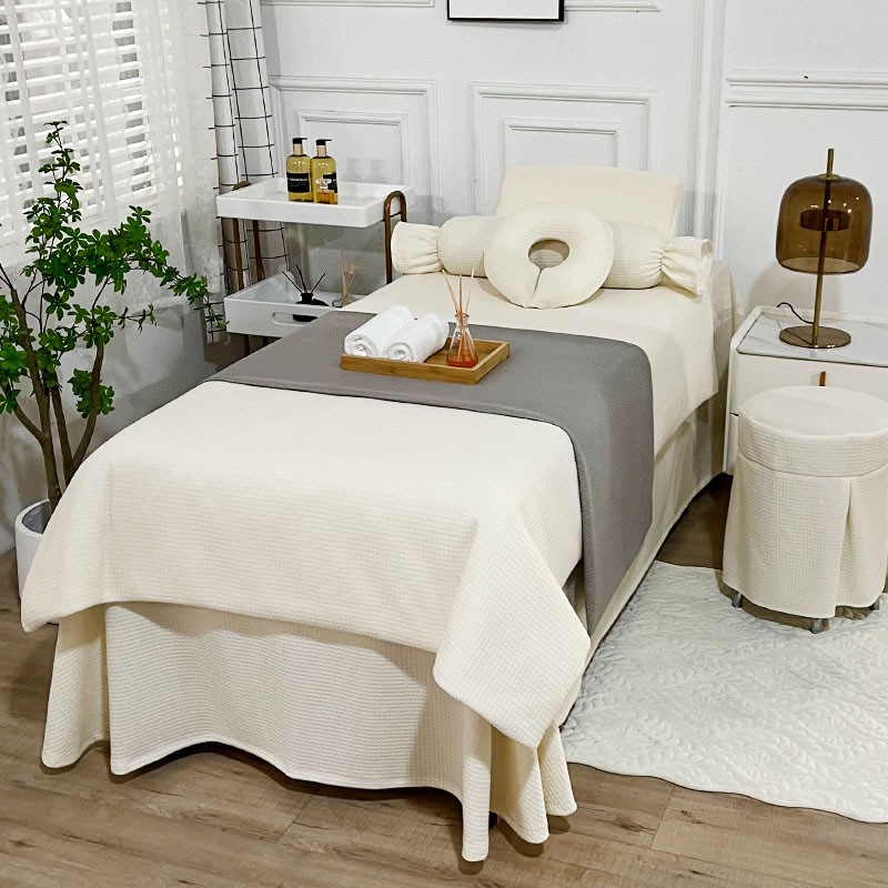 美容院皮肤管理推拿护肤美体简约风高档纯色床罩