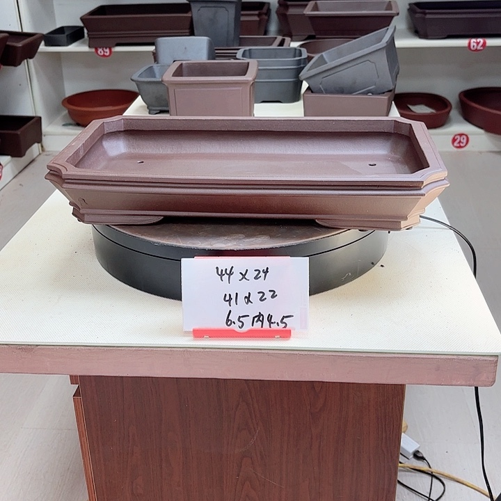 紫砂花盆浅切角小