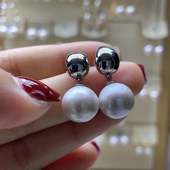 淡水珍珠耳饰银S925镶嵌
