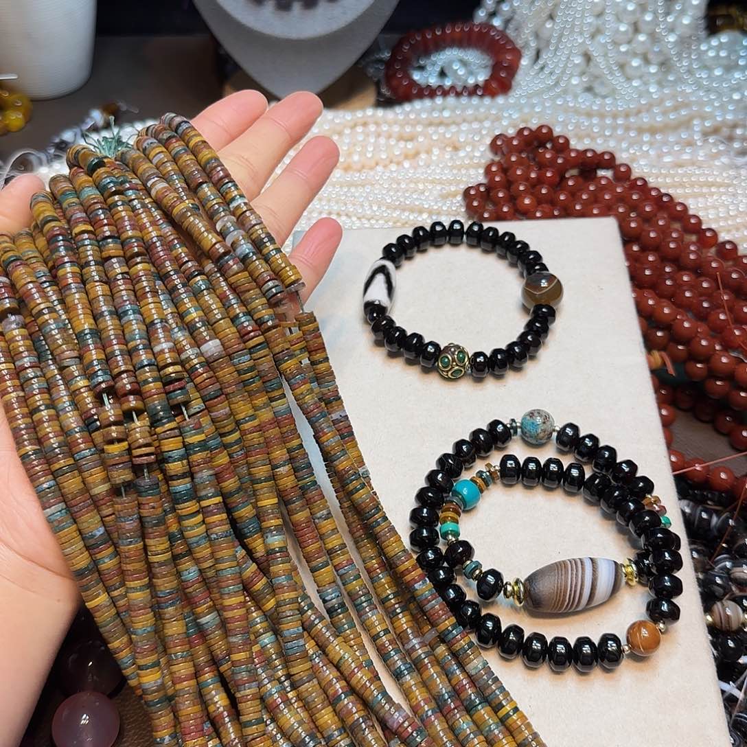 玛瑙/玉髓合金珠宝半成品6mm海洋玛瑙隔片一条