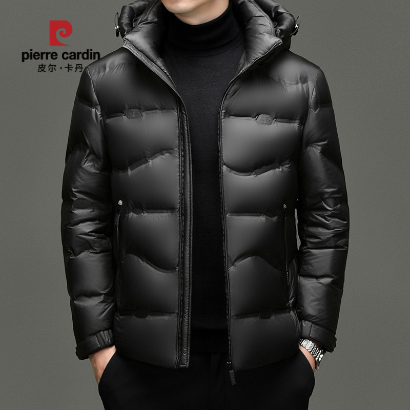 皮尔卡丹高端冬季新款时尚男士中青年羽绒服防寒保暖立领连帽短款
